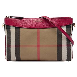 Borsa a tracolla Peyton in tela House Check marrone Burberry Marrone