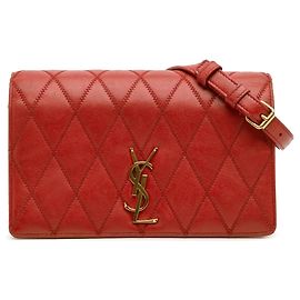 Rote Saint Laurent Angie Diamond gesteppte Lammleder Handtasche mit Kette Rot