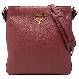 Bolso bandolera Prada Vitello Daino rojo Roja