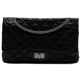 Bolsa de ombro Chanel Reissue 2.55 Double Flap 227 em couro de vitelo matelassê preto Preto