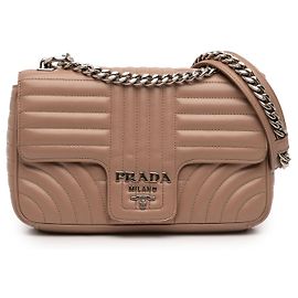 Bolsa Prada Medium Soft Calf Impunture Diagramme Bege Bege