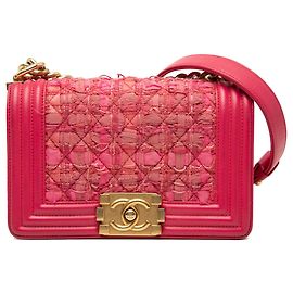 Borsa a tracolla Boy Flap in tweed trapuntato e agnello rosa di Chanel Rosa