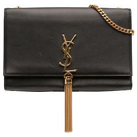 Saint Laurent Bolsa transversal Kate Classic Monogram em couro de vitelo liso preto, tamanho Medium Preto