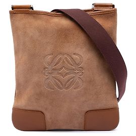 Bolsa transversal de camurça marrom LOEWE Anagram Marrom