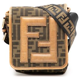 Mini bolsa transversal Fendi em lona Zucca FF marrom Marrom
