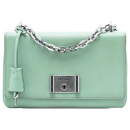 Bolsa transversal de aba Prada Saffiano Lux Chain Lock verde Verde