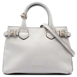 Bolsa tiracolo Burberry Small em couro branco e House Check Branco