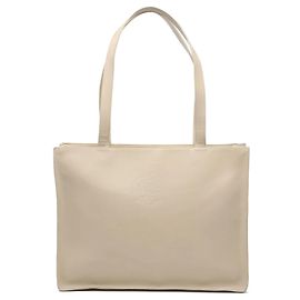 Beige Chanel Lambskin Embossed CC Camellia Tote Beige