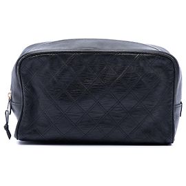Neceser Chanel de piel de cordero acolchado negro Negro