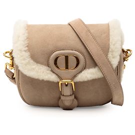 Bolsa Crossbody Bobby em camurça e shearling bege Dior Small Bege