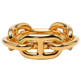 Gold Hermès Gold Plated Regate Scarf Ring Golden
