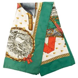 Lenço de seda Hermès Napoleon Green 90 Scarves Verde