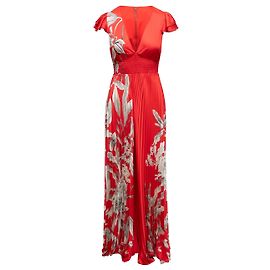 Autre Marque Red & Multicolor Alice + Olivia Floral Print Cap Sleeve Jumpsuit Size US 4 Red