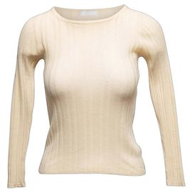 Beige Prada Ribbed Wool Long Sleeve Top Size IT 42 Beige