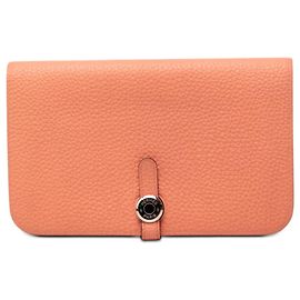 Orange Hermès Togo Dogon Duo Wallet GM Long Wallets Orange