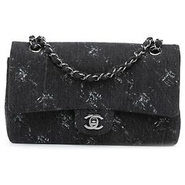 Borsa a tracolla Chanel Medium Denim Double Flap nera Nero