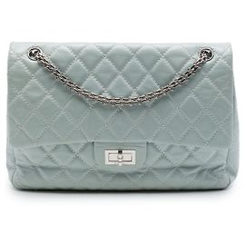 Bolsa de ombro Chanel Reissue 2.55 Double Flap em couro de vitelo envelhecido matelassê cinza Cinza