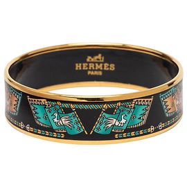 Bracciale largo in smalto stampato nero Hermès 65 Bracciale costume Nero