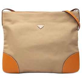 Bolsa transversal Prada em lona marrom com logotipo Marrom
