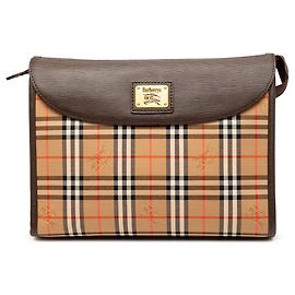 Clutch de lona Burberry Haymarket Check bege Bege