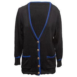 V-Ausschnitt Cardigan Schwarz & Blau Yves Saint Laurent Größe US S Schwarz