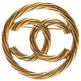 Chanel CC runde Brosche vergoldet Golden