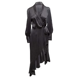 Vestido envelope de seda de manga comprida preto Zimmermann Tamanho Designer 1 Preto