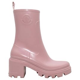 Pink Moncler Heeled Rubber Rain Boots Size 38 Pink