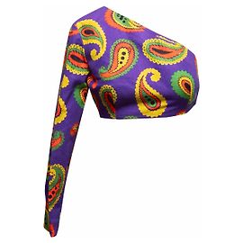 Gucci Paisley Einarmiges Crop Top Lila & Mehrfarbig Größe IT 40 Lila