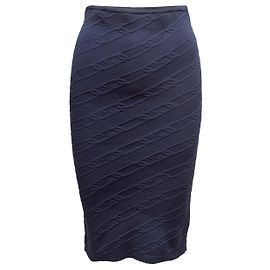 Jupe crayon en maille texturée bleu marine Fendi Taille IT 36 Bleu