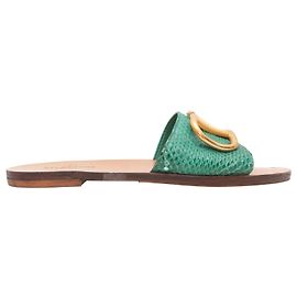 Valentino Garavani Sandales plates Valentino Snakeskin vert Taille 37 Vert