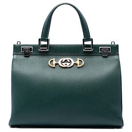 Sac à main Zumi en cuir de veau vert de taille moyenne Gucci Vert