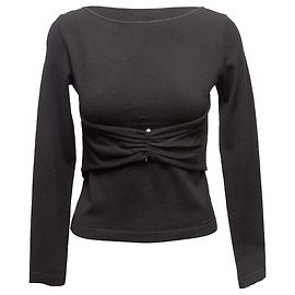 Valentino Garavani Schwarzer Valentino Pullover aus Virgin Wool mit U-Boot-Ausschnitt Größe US S Schwarz
