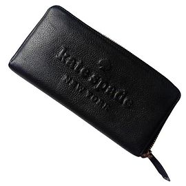 Portafoglio in pelle nera con zip Kate Spade New York Nero