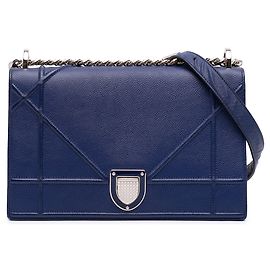 Bolsa transversal Diorama em couro de bezerro de grão médio azul Azul