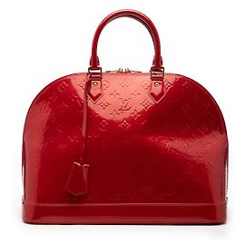 Red Louis Vuitton Monogram Vernis Alma GM Handbag Red