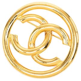 Chanel CC runde Brosche vergoldet Golden