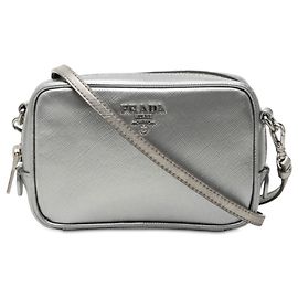 Borsa a tracolla Prada Mini Metallic Saffiano Lux argento Argento