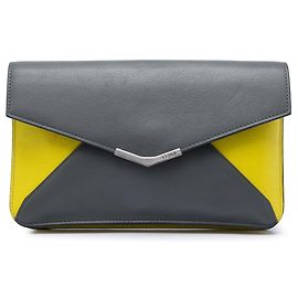 Graue Fendi Bicolor Leder 2Jours Envelope Clutch Grau