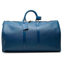 Borsa da viaggio blu Louis Vuitton Epi Keepall 55 Blu