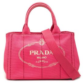 Borsa Tote e Borsa a tracolla Prada Small Canvas Canapa Logo in tela rosa Rosa