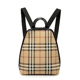 Beige Burberry House Check Canvas Backpack Beige