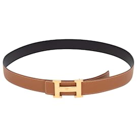 Cinturón Hermès de cuero color camel con logotipo Camello