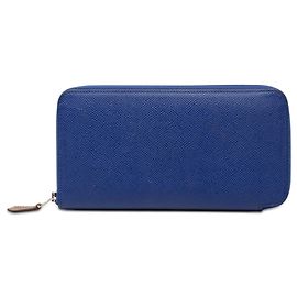 Cartera larga Hermès Epsom Azap azul con seda Azul
