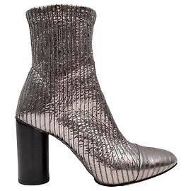Silver Isabel Marant Striped Metallic Sock Boots Size 36 Silvery