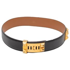 Hermès Medor Black Hermes 1994 Studded Belt Size US XS Black