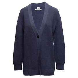 Hermès Navy Hermes Cashmere V-Ausschnitt Longline Cardigan Größe FR 34 Blau
