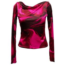 Top a maniche lunghe Gucci con stampa a vortice rosso e nero Taglia IT 40 Rosso