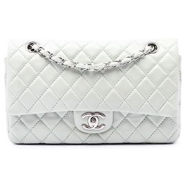 Bolsa de Ombro Chanel Medium Classic Lambskin Double Flap Verde Verde