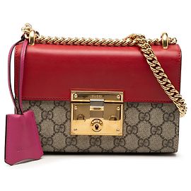 Borsa a tracolla Gucci Small GG Supreme Padlock Rossa Rosso